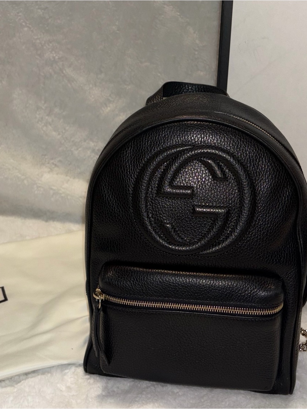 GUCCI Backpack Soho Interlocking G 536192 Leather Black 252288